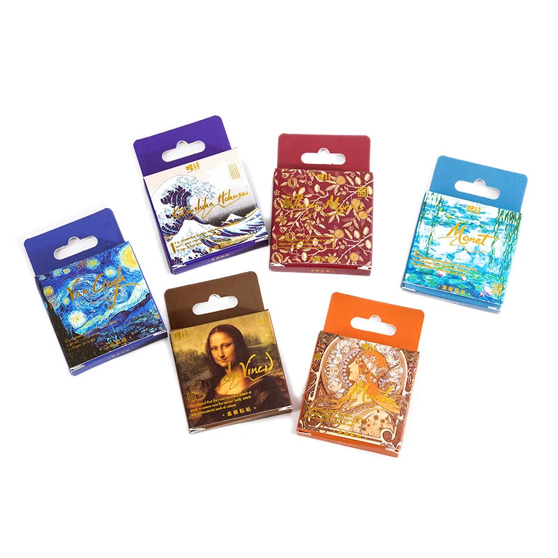 45pcs/lot Van Gogh Famous paintings Mini Box Stickers Vintage Paper Stationery Sticker Set For Diy Scrapbook Card Making Craf