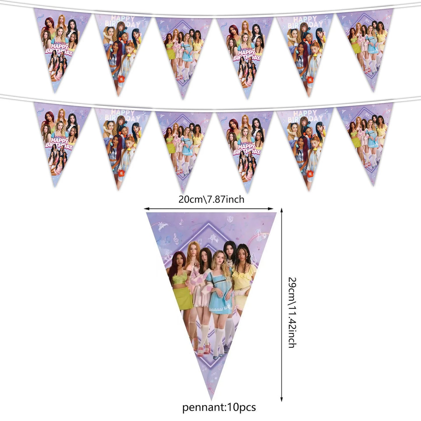 K-Katseye Birthday Decoration Kpop Girl Group Napkin Balloon Cup Plate Tablecloth Banner For Girls Festival Party Fans Gift -