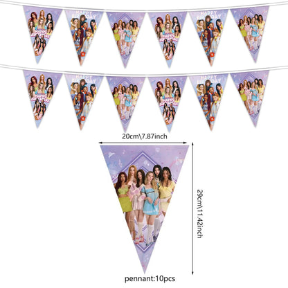 K-Katseye Birthday Decoration Kpop Girl Group Napkin Balloon Cup Plate Tablecloth Banner For Girls Festival Party Fans Gift -