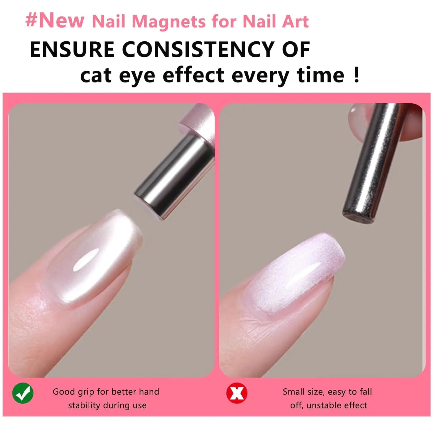 1/2Pcs Nail Cat Eye Magnetic Ball With Nail Magnetic Stick Tool Set Double-head Strong Magnet Pen 3D Cat Eye Gel Nail Supplie