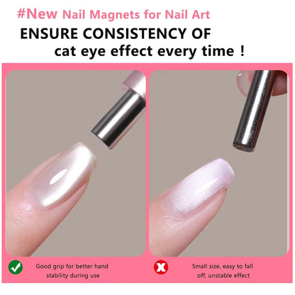 1/2Pcs Nail Cat Eye Magnetic Ball With Nail Magnetic Stick Tool Set Double-head Strong Magnet Pen 3D Cat Eye Gel Nail Supplie