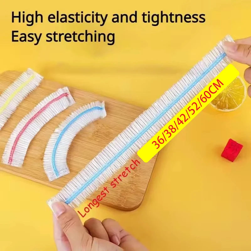 Disposable Food Cover Food Grade Home Fruit Vegetable Saran Wrap Storage Bag Elastic Plastic Wrap Shower Cap Fresh Keeping Ba