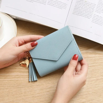 Fashion Short Women Wallets PU Leather Women Luxury Tassels Wallet Hasp Small Wallet Trend Coin Purse Ladies Card Holder Pouc