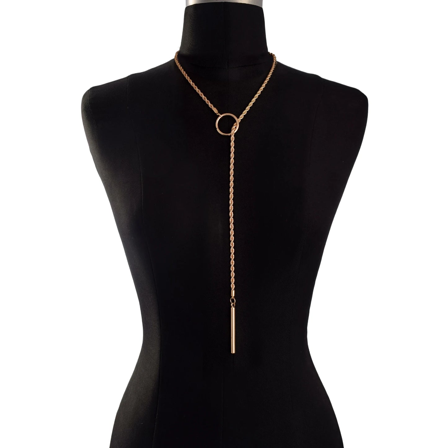 Minimalist Bar Lariat Necklace Twist Wrap Slip Chain Choker Toggle Necklace Layering Statement Goth Punk Jewelry