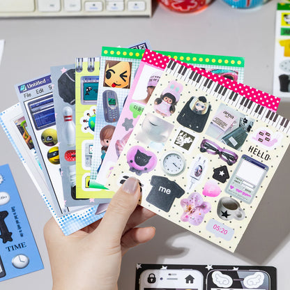 20sheet Japanese Childhood Memories Series Flash Film Die Cutting Sticker Book DIY Scrapbook Diary Album Aesthetic Stationery
