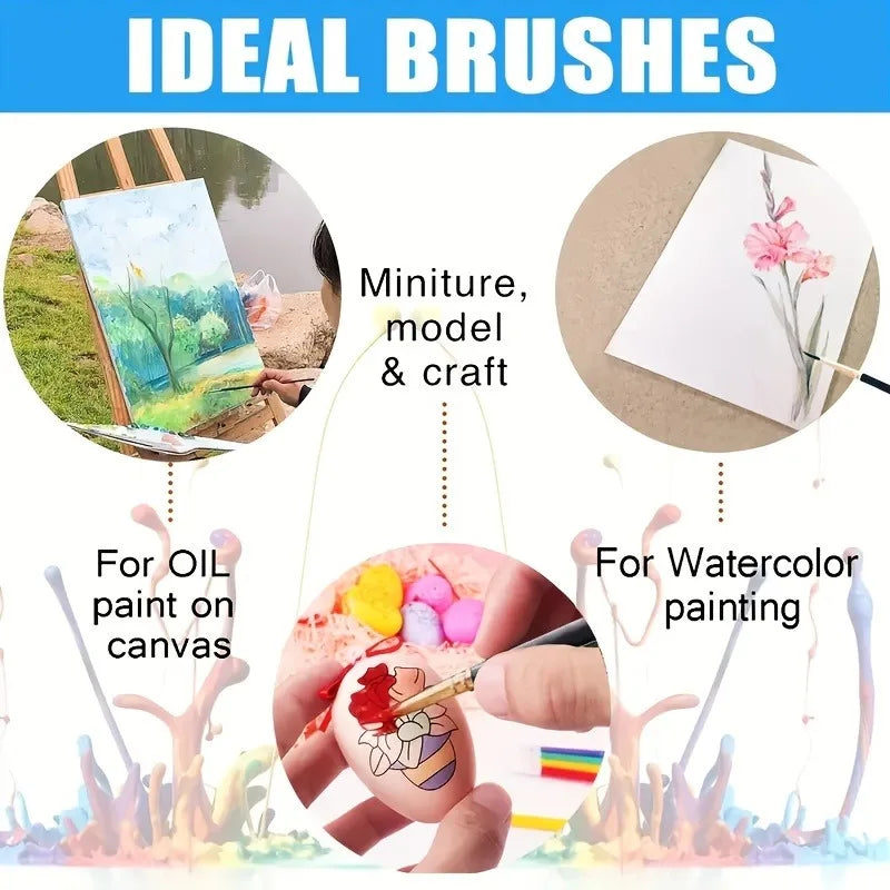 12pcs Nylon Bristle Brush Set Flat Brushes Watercolor Oil Paint For Artists Amateur And Acrylic Paintings Fabric Brushes