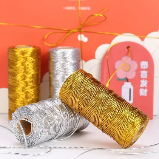 1.5mm 100M Gold Silver Macrame Cord Rope String for Sewing DIY Rope 100M Macrame Rope String for Sewing and Crafts Thread Twi