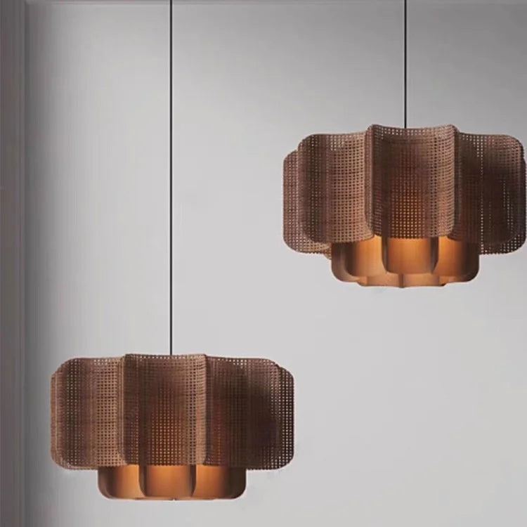 Japanese Rattan Chandelier Wabi Sabi Vintage pendant Light Bedroom Kitchen Island Living Dining Room Hotel Bedroom hanging La