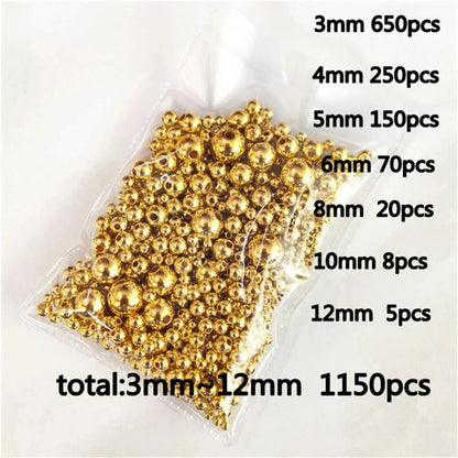 3mm-12mm Gold Plated/silver Plated Pearl Acrylic Beads Round Pearl Spaced Scattered Beads For Jewelry Making Diy