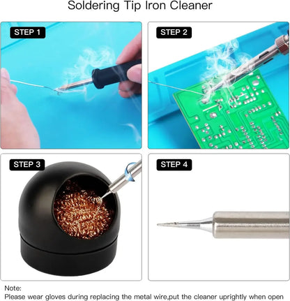 Desoldering Cleaning Ball Soldering Iron Mesh Filter Cleaning Nozzle Tip Copper Wire Cleaner Ball Metal Dross Box Clean Ball