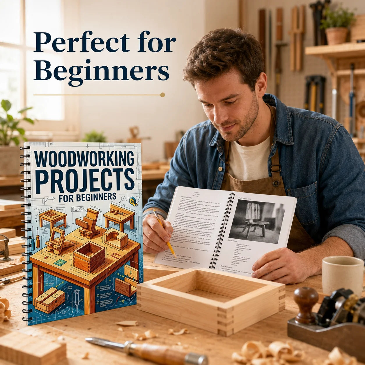 Beginner Woodworking Guide DIY Project Book Step by Step Wood Craft Manual for Adults Home Workshop Learning