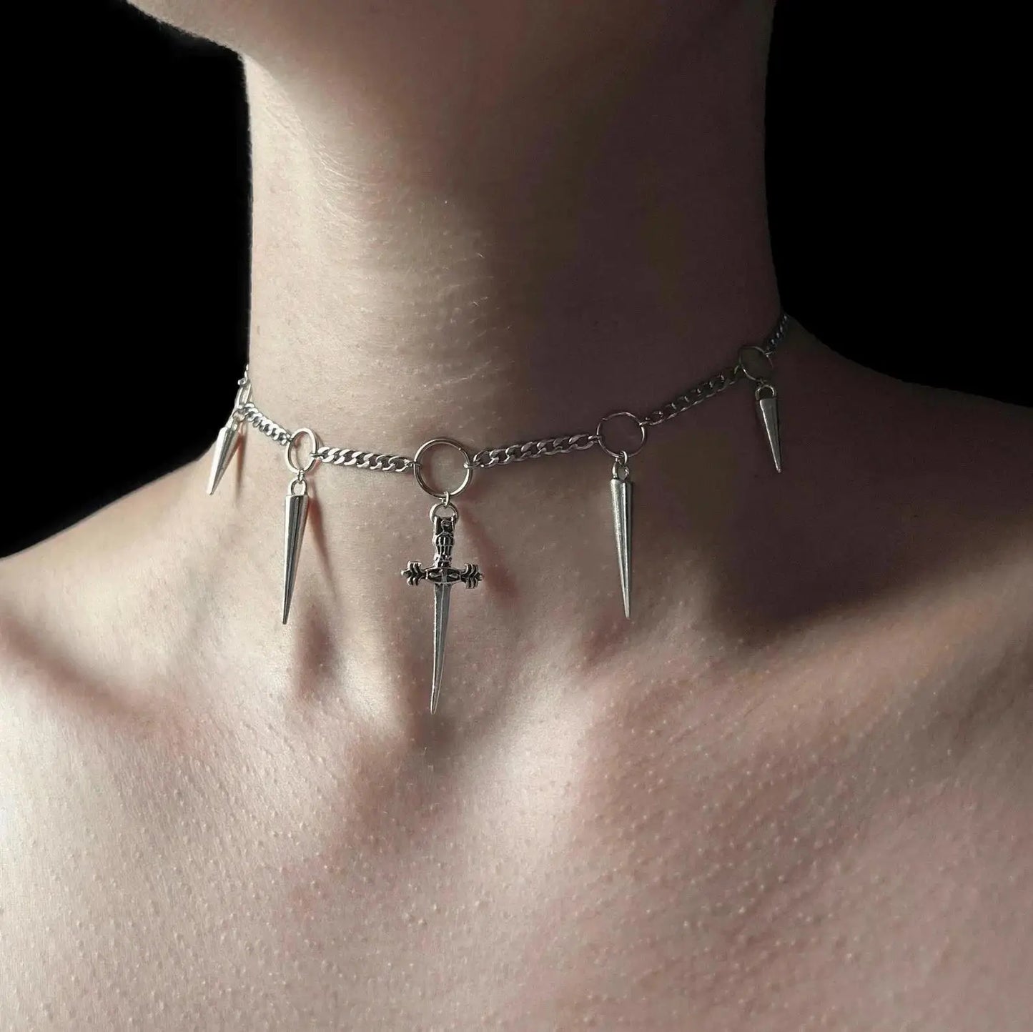 2024 Retro Style Texture Join Necklaces For Women Silver Color Stainless Steel Neck Chains For Women Jewelry Chocker - Rhodiu