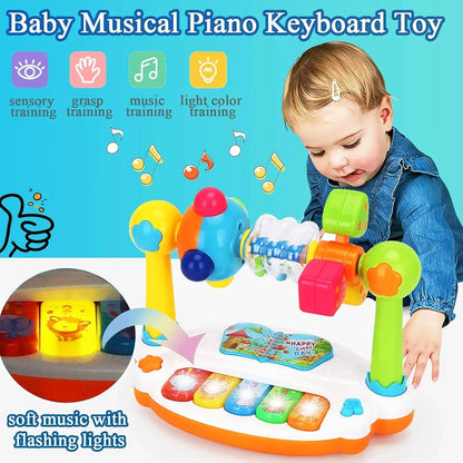 Baby Piano Toys Kids Rotating Music Keyboard Light Sound, Musical Toy for Toddlers,Early Educational Music Toy Gift Random Co