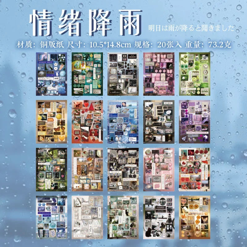 20pcs Die-Cut Sticker Book - Japanese Food & Dessert Vintage Showa Style，Glitter Matte Glossy Finish，School Stationery suppli