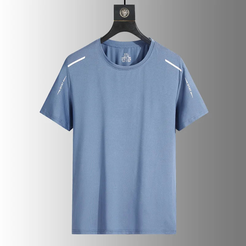 Summer Men's Running Quick Drying T-shirts Breathable Hiking Fishing Tees Soft Elasticity Outdoor Sports Short Shirt - 4XL / 