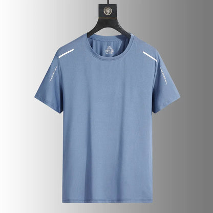 Summer Men's Running Quick Drying T-shirts Breathable Hiking Fishing Tees Soft Elasticity Outdoor Sports Short Shirt