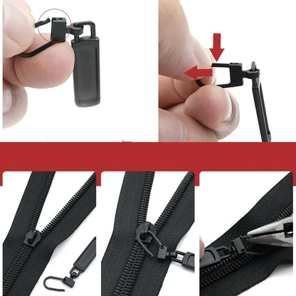 Detachable Zipper Puller Universal Replacement Tab Zippers Head Sliders Repair Kit for Suitcases Bags Clothing DIY Sewing Cra