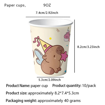 Birthday Decoration Capybara Birthday Invitation Card Cup Tablecloth Plate Napkin Poster Baby Shower Birthday Girl Party Favo