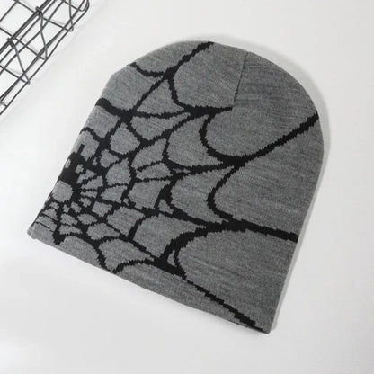Knitting Spider Web Design Hat Skullies Beanies for Men Women Pullover Pile Cap Y2k Goth Warm Beanie Hats New Hip-hop Street 