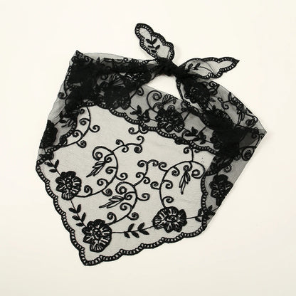 Elegant Lace Scarf Hollow Out Embroidery Foulard Bandana Solid Color Triangular Scarf Thin Vintage HandkerChiefs for Hair Wom