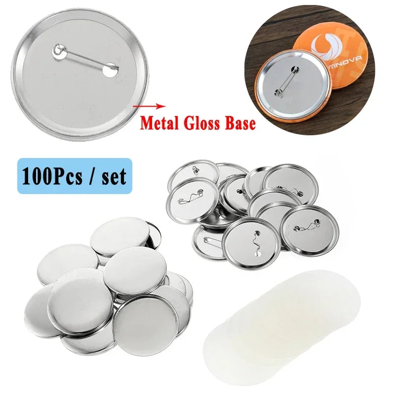 100Pcs Badge Button Parts Material Supplies 25mm 32mm 37mm 44mm 58mm 75mm for DIY Clothes Handbag Badge Button Decoration