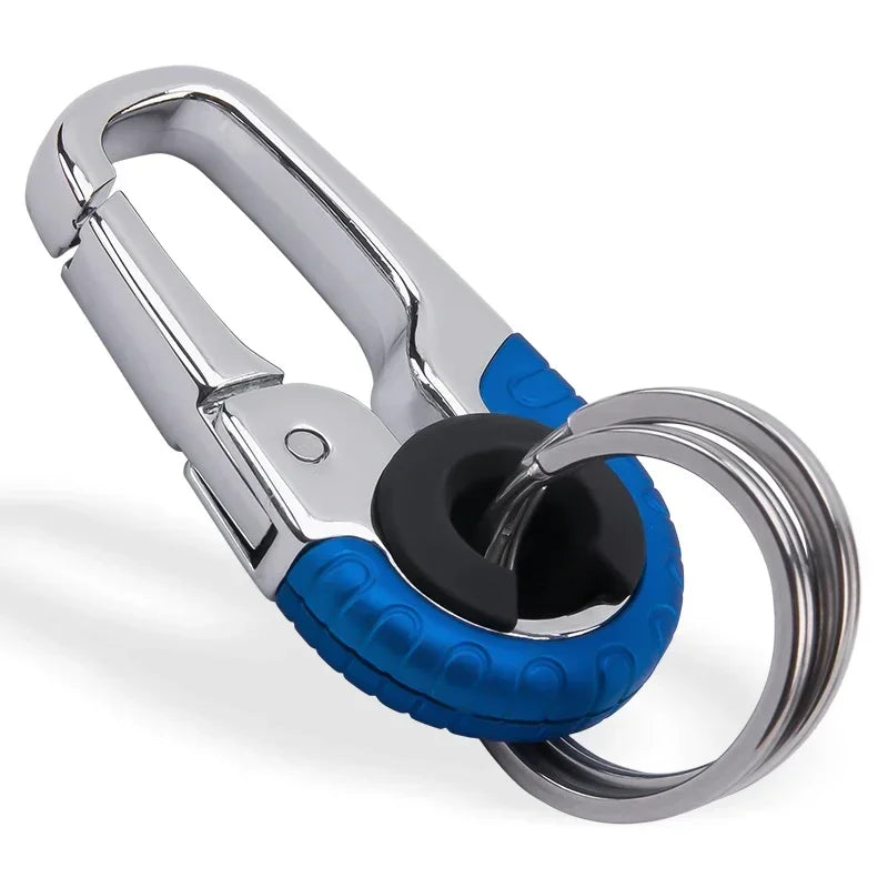 Keychain Buckle for Men Stainless Steel Key Ring Key Chain Hook Outdoor Carabiner Climbing Keyfob Accessories - blue