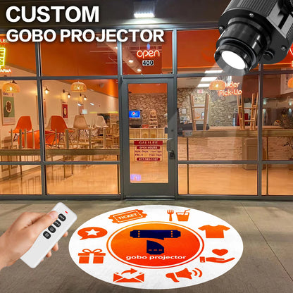 Custom Logo Lense Led HD Sign Indoor Head Outdoor Ip67 Waterproof Rotating Advertising Image Projection Door Lamp Gobo Projec
