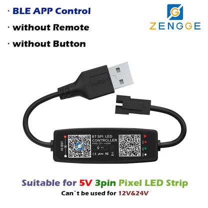 BLE WS2812B Controller BT Music for Pixel LED Strip Light SK6812 WS2811 WS2812 LED Light Strip USB 5V APP Remote Controller -