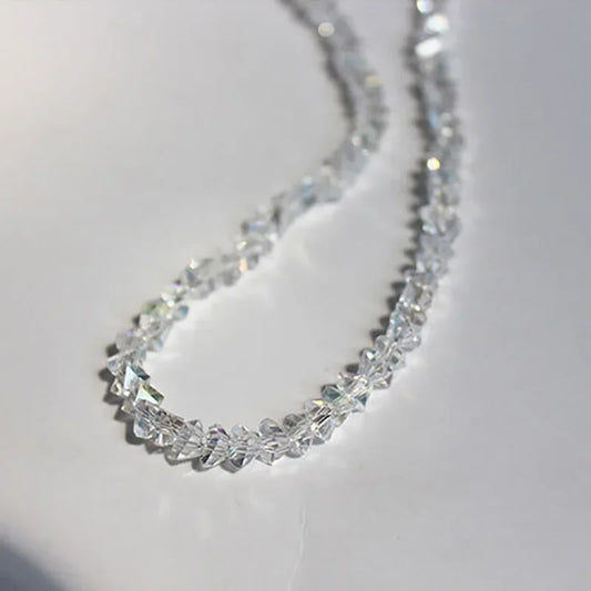 Mulit-cut Glass Crystal Irregular Beaded Choker Necklace for Women Transparent Vintage Collarbone Collar Neck Fashion Jewelry