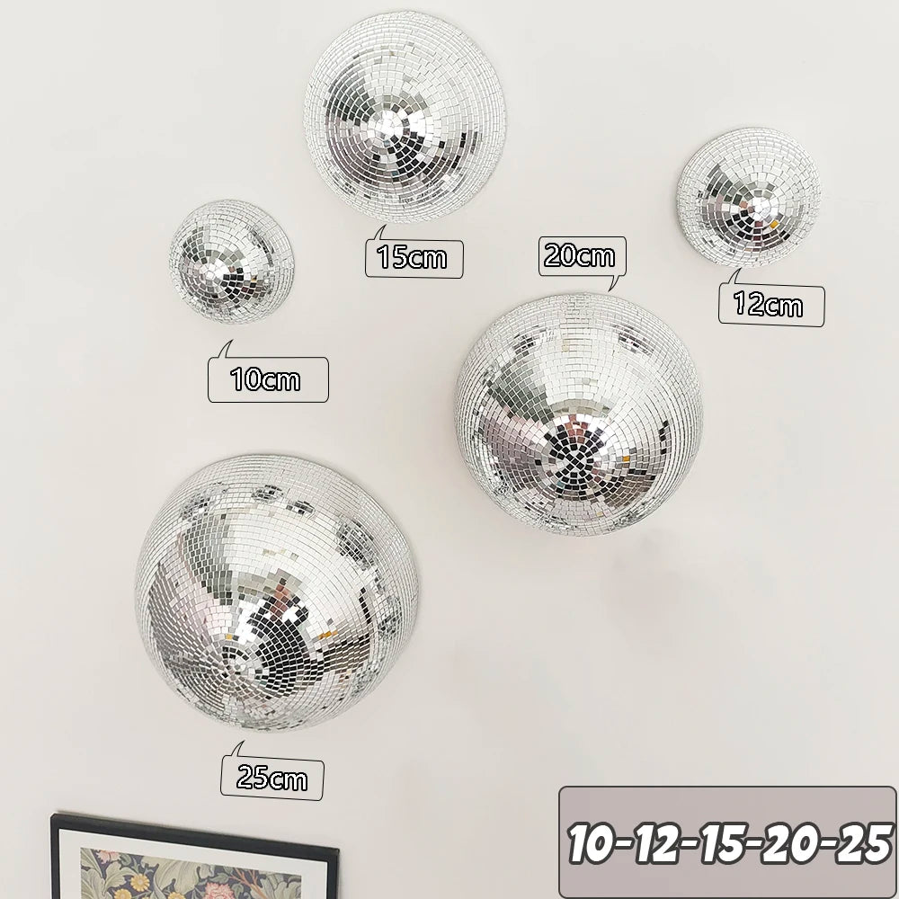 Wall Disco Ball Mirrored Designs Metallic Home Decor Mirror Ball Decoration For Wedding Disco Ball Semicircle Home Wall Art -