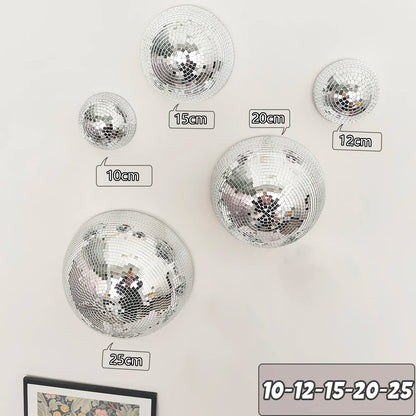 Wall Disco Ball Mirrored Designs Metallic Home Decor Mirror Ball Decoration For Wedding Disco Ball Semicircle Home Wall Art -