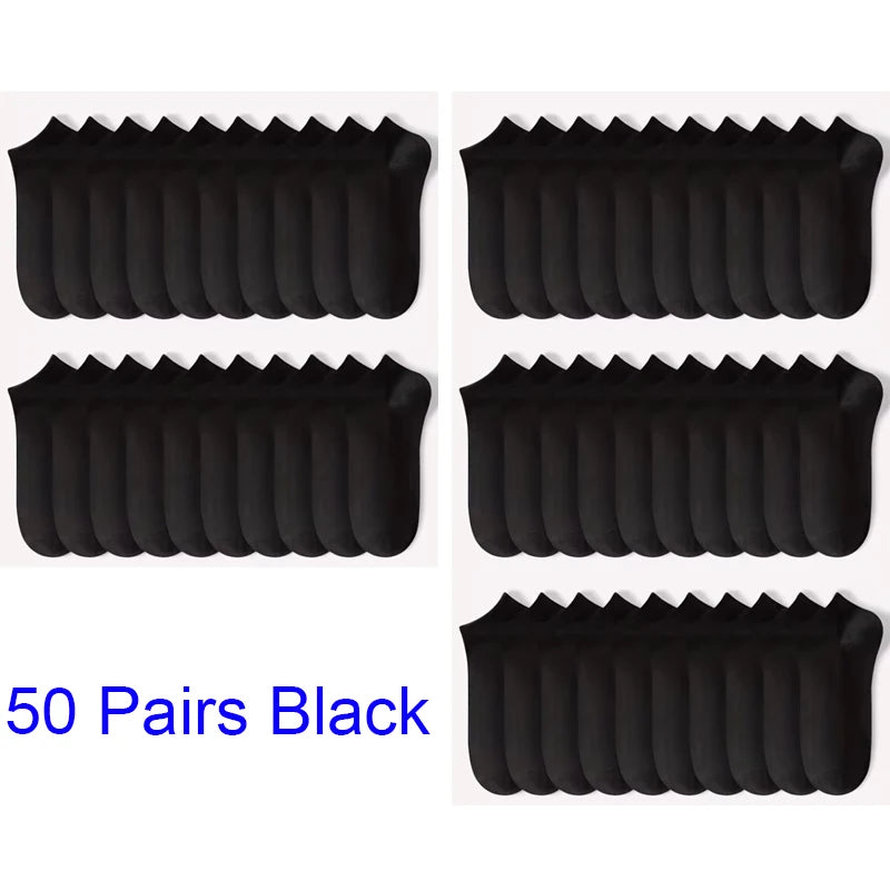 5/10-Pack Unisex Comfort-Fit Ankle Socks For All, Breathable & Lightweight - Ideal For Sports & Daily Wear - 50Pairs Black