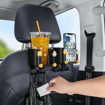 Car Seat Backrest Storage Rack with Cup Holder, Phone Holder, and Hooks, Saving Space, Automotive Parts