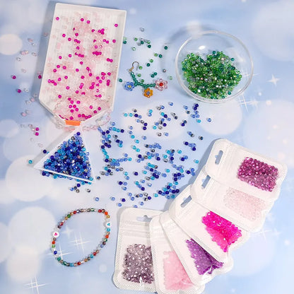100Pcs 4MM Glass Bicone Shaped Beads Faceted Crystal Beads for Jewelry Making Bracelet Necklace Earrings DIY Beading