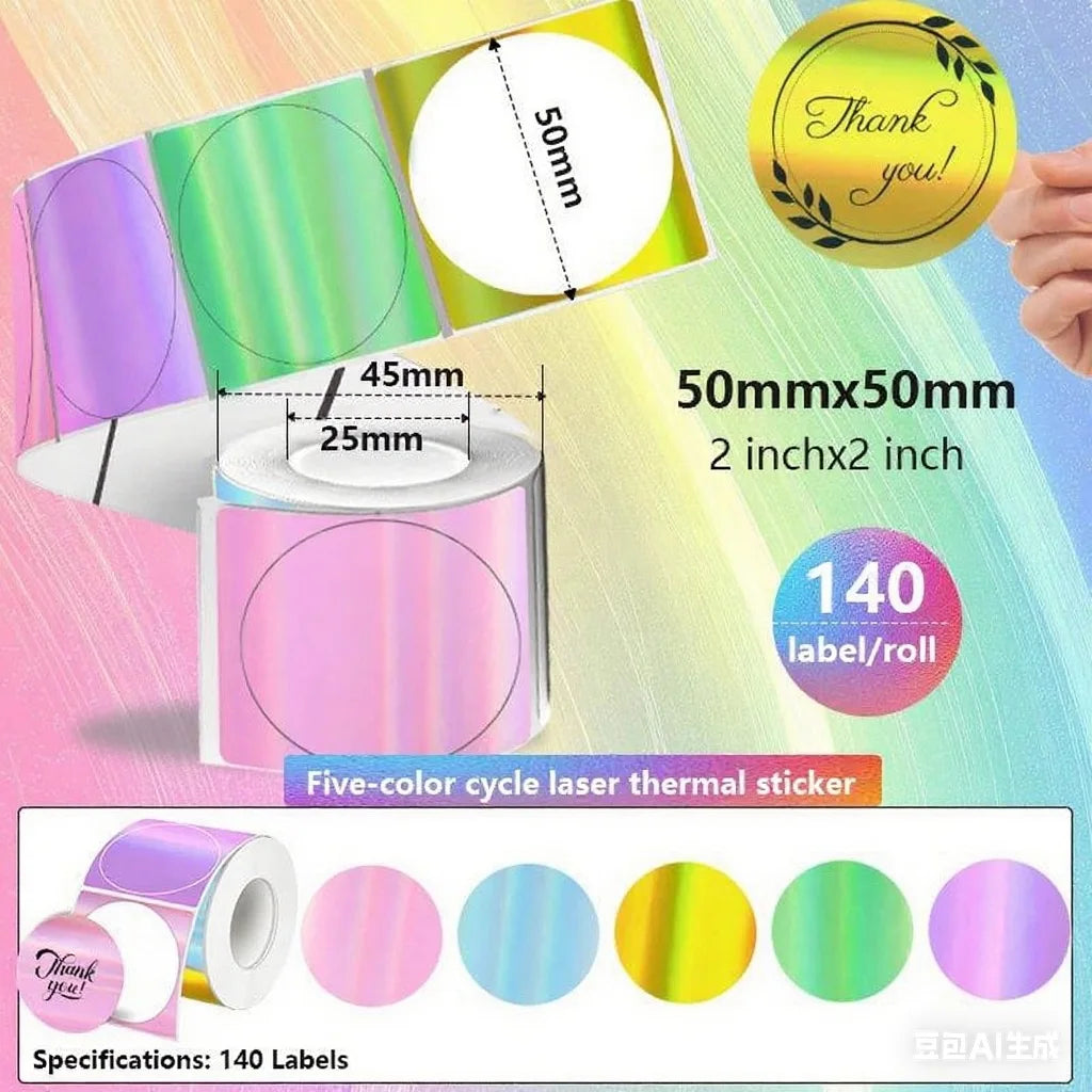 Munbyn/Nelko Holographic Laser Label Sticker Matte Silver Thermal Paper for M110 M220 M200 E210 P50 PM220 DETONG P1 WP9520 Ma
