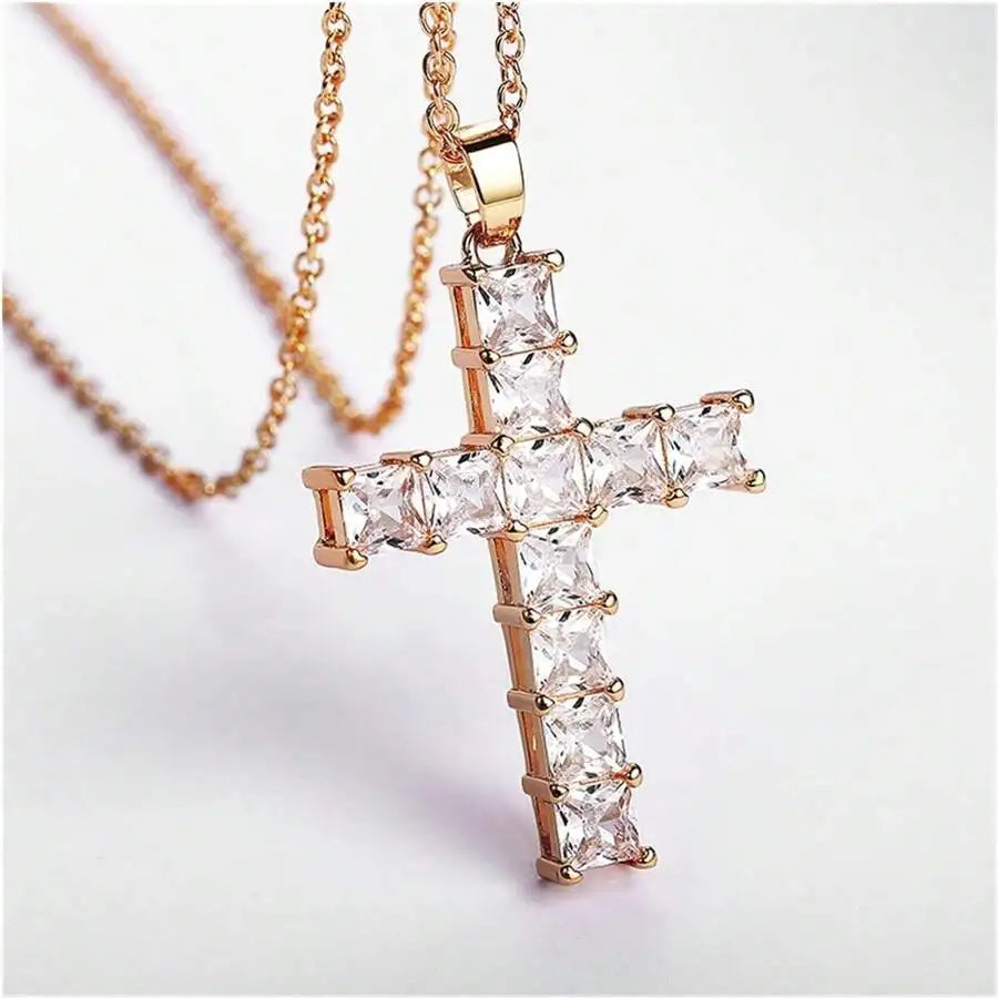 New Fashion Necklaces Female Pendants Gold Multi Color Crystal Jesus Cross Pendant For Women Necklace Party Leisure Time Jewe