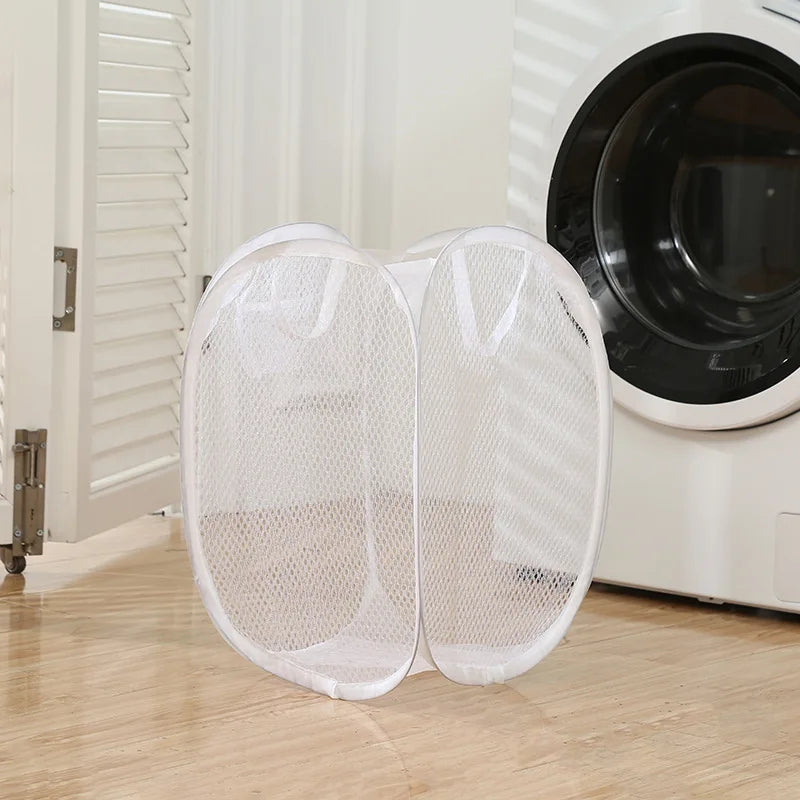 Collapsible Pop-up Mesh Laundry Basket Portable Clothes Hamper for Easy Washing and Storage of Dirty Clothes Socks Toys Sundr