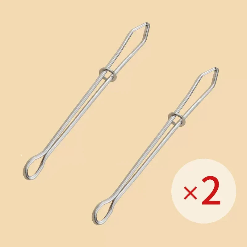 2pcs Stainless Steel Garment Clips Sewing DIY Tools Elastic Band Tape Punch Cross Stitch Threader Wear Rope Elastic Clamp - 2
