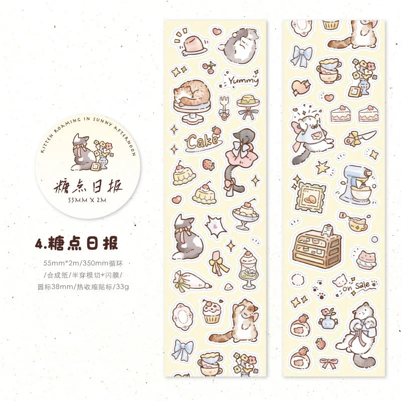 Kitten Synthetic Paper Flash Film Die Cutting Tape Cartoon Cute Children Gooka Decorative Sticker - 4