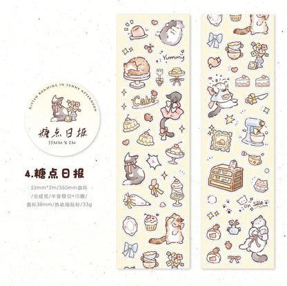 Kitten Synthetic Paper Flash Film Die Cutting Tape Cartoon Cute Children Gooka Decorative Sticker - 4