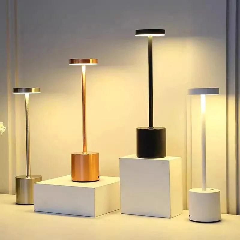 LED Cordless Touch Table Lamps Rechargeable Desk Lamp 3Colors Adjustable Bedside Creative Ambient Light Bar Room Decor Light