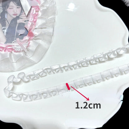 1 Meter 3.8CM Wide Double Layers Organza Satin Pleated Lace Ribbon Lolita Bags Decorative Fabric Ruffle Trim DIY Ita Bag Deco