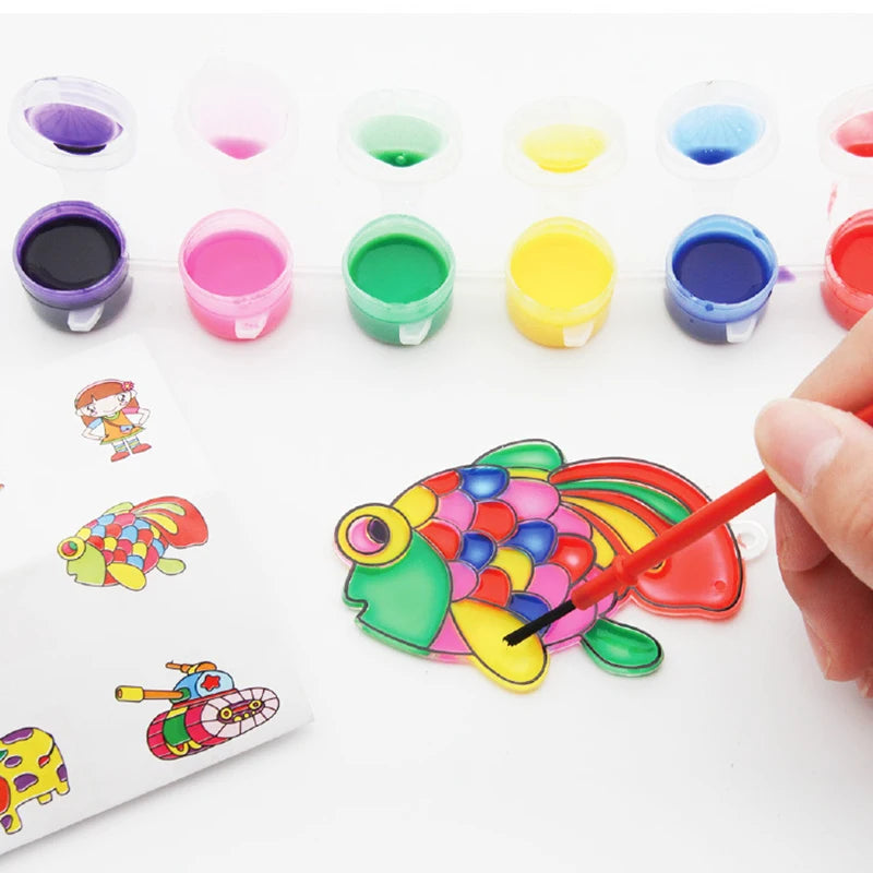 5pcs Window Art Suncatcher Painting Kit Crafts Activities Ideas Birthday Gifts DIY Make Own Key Chain Cartoon Toy Art Craft K