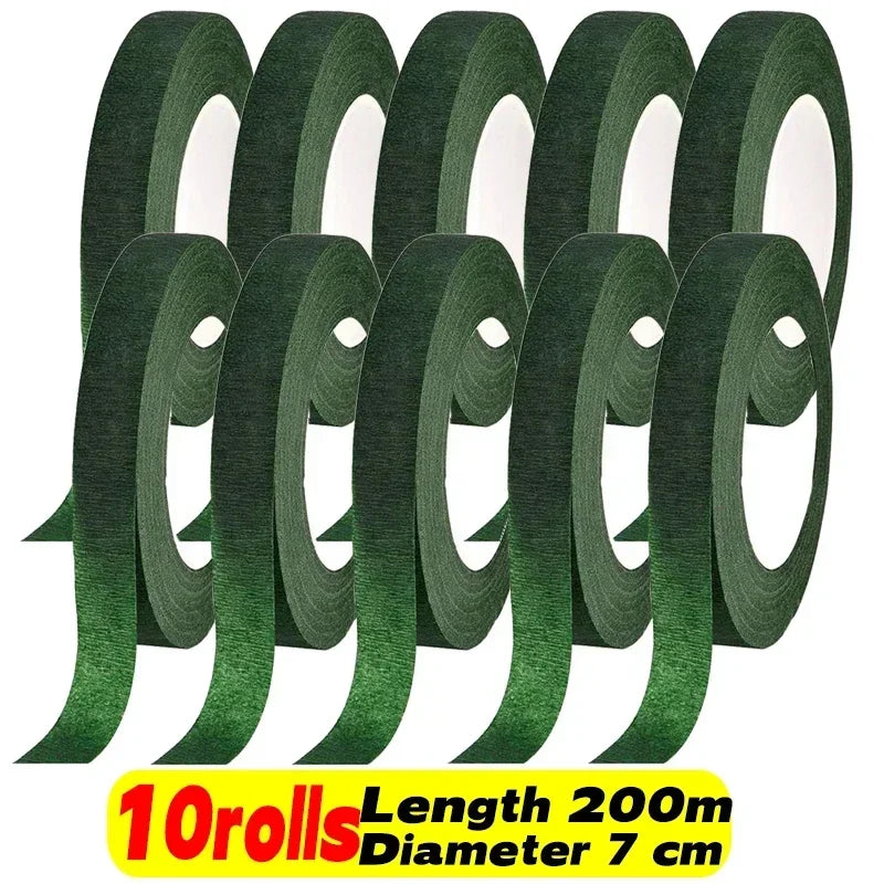 10/1Rolls Green Bouquet Floral Tapes Self-adhesive Stamen Wrapping Paper Tape DIY Flowers Decor for Florist Wedding Party Pro