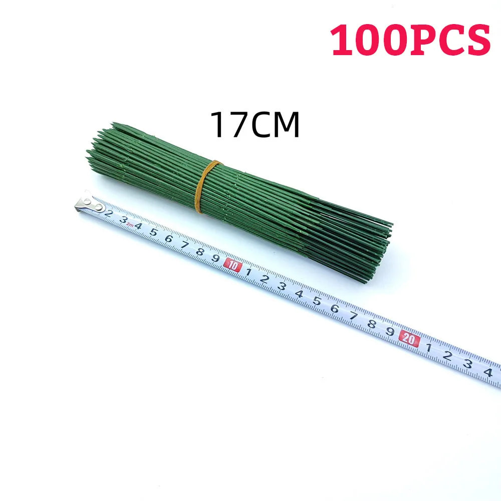 Green Flower Stem Sticks DIY Floral Material Handmade Wire Stem Floriculture Tape Self-adhesive Bouquet Floral Stem Paper Tap