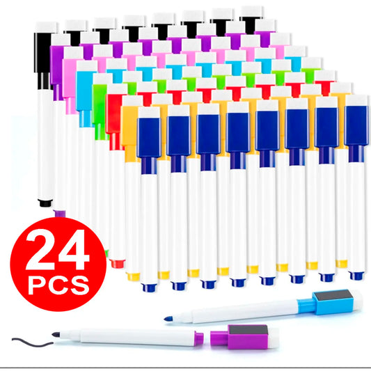 8 Colors Set Whiteboard Pens Bullet Tip Small Size No Magntic 8-24Pcs Whiteboard Dry Erase Markers Kids Graffiti Drawing Pens