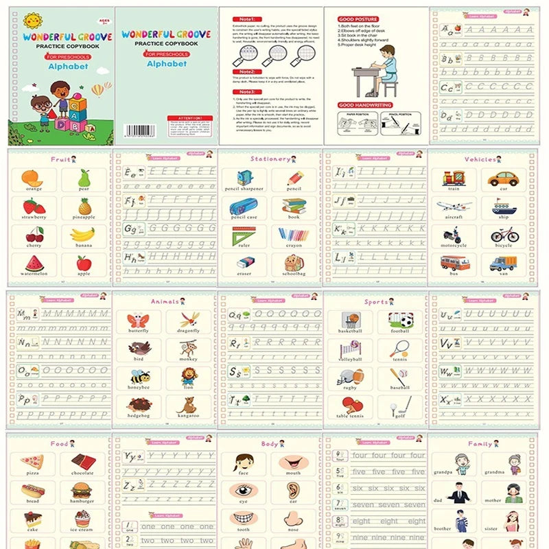 Copybooks Pen Magic Copy Book Free Wiping Writing Sticker Practice for Calligraphy Kids Learning Books Grooves Template Desig