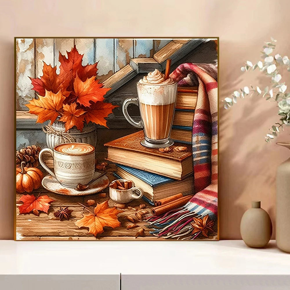 Evershine Drawing By Numbers Set Landscape Digital Oil Painting Autumn Leaves No Frame Coloring Coffee Picture Home Decoratio