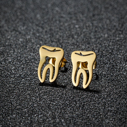 Punk Stainless Steel Dentist Tooth Stud Earrings For Women Doctor Nurse Tragus Piercing Earrings Jewelry Accessories Aretes