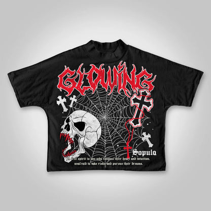 Vintage Dark Centipede Skeletal Graphic Cotton Print T-shirt Men Y2K Summer Short Sleeves Oversize T-shirt Women Casual Tee T
